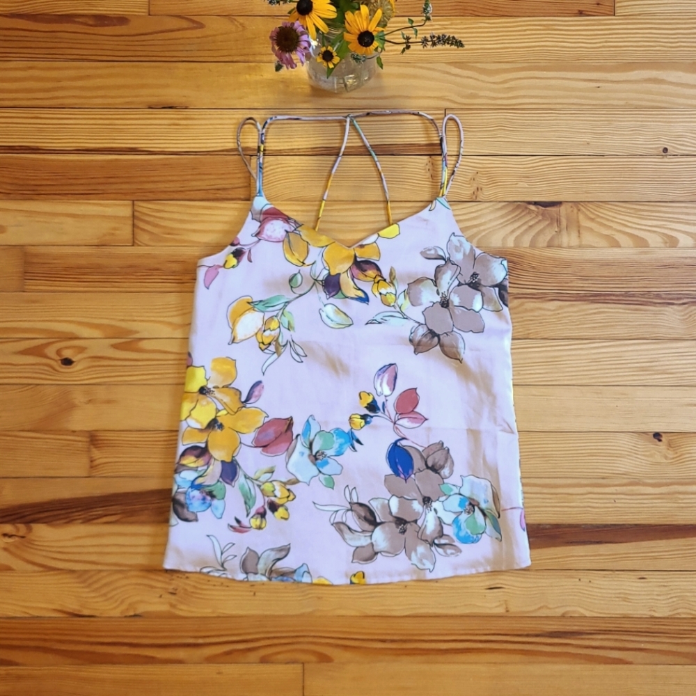 The Limited Tank Top Spagetti Crisscross Strap Floral Multicolor - extra small